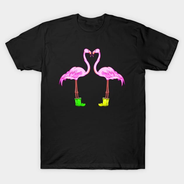 Funny Flamingos In Love T-Shirt by mailboxdisco